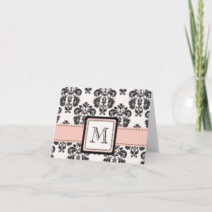 Cartes de note décorées d'un monogramme de damassé