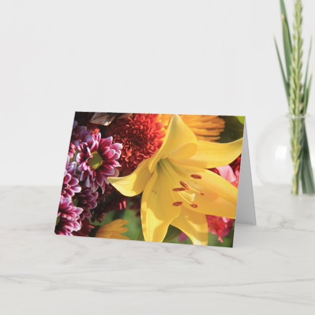 Cartes de note florales, amaryllis jaune, rouille, (Devant)