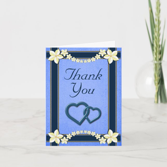 Cartes de note florales bleues rustiques de Merci (Devant)