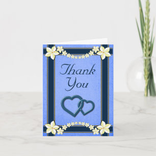 Cartes de note florales bleues rustiques de Merci