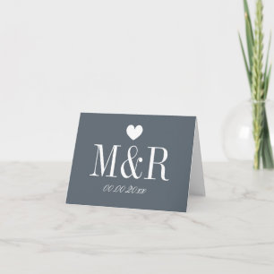 Cartes de note grises de mariage de monogramme