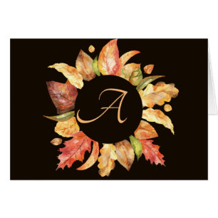 Cartes de note Monogramme de couronne de chute de