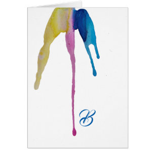 Cartes de note Monogramme de script - 3 gouttes d'