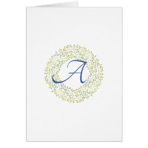 Cartes de note Monogramme Verte Simple Script