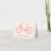 Cartes de note pliées par bicyclette rose
