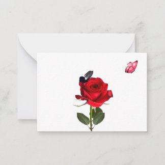 Cartes De Note rose Et Papillons