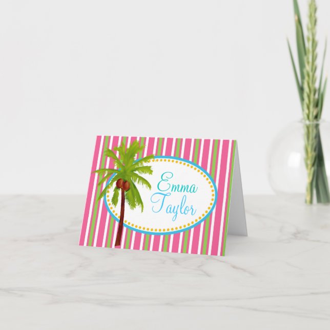 Cartes de note tropicales de palmier de Luau (Devant)