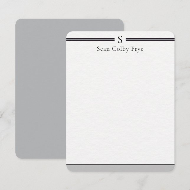 Cartes de notes à monogramme initial personnalisée (Devant / Derrière)