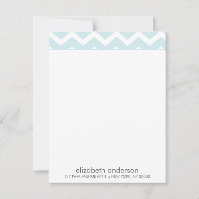 Cartes de notes à motif chevron zig zag aqua éléga (Devant)