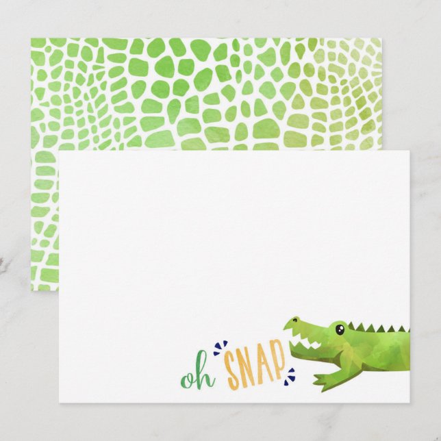 Cartes de notes Alligator Merci (Devant / Derrière)