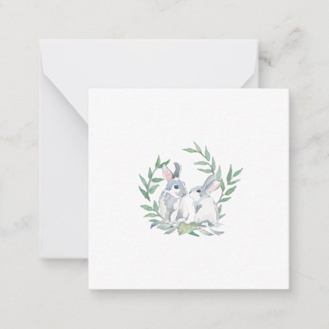 Cartes de notes avec lapins mignons et couronne de (Devant)