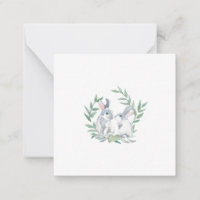 Cartes de notes avec lapins mignons et couronne de