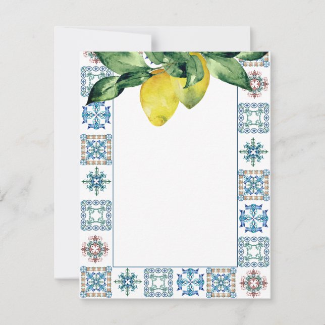 Cartes de notes Citrons avec Motif en carreaux Ama (Devant)
