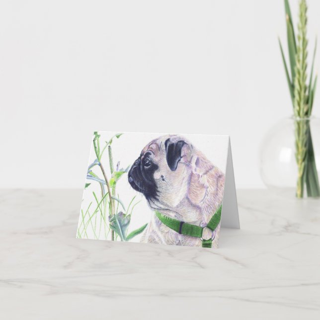 Cartes de notes d'art pour chien de carlin (Devant)
