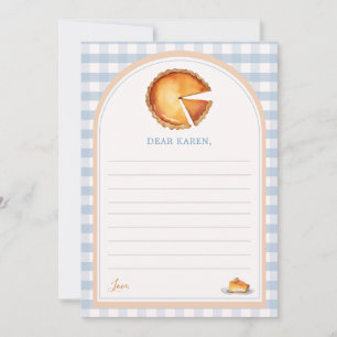 Cartes de notes de capsule temporelle de tarte au
