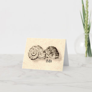 Cartes de notes de crèmes monogrammes de coquillag