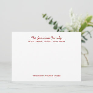 CARTES DE NOTES DE FAMILLE Nom Adresse Cursive ROU