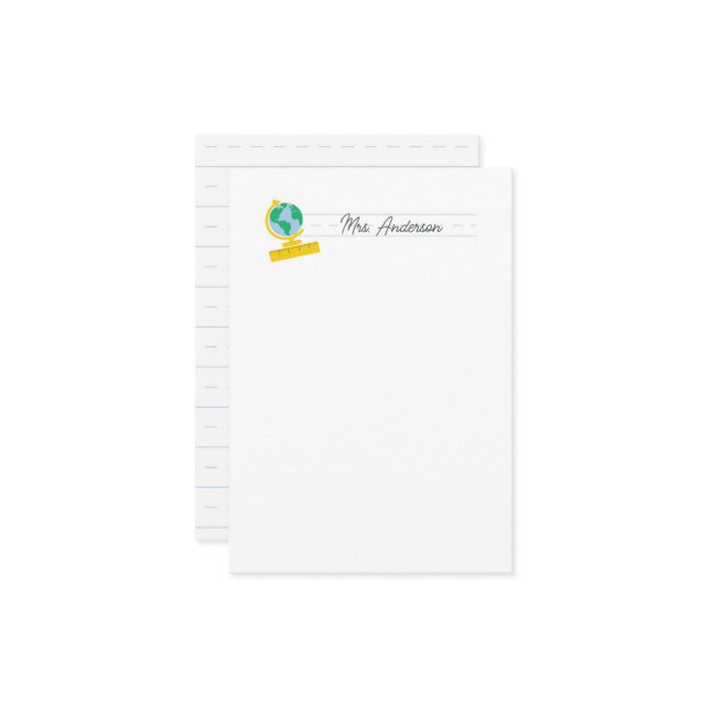 Cartes de notes de l'enseignant Stationery Cute Gl (Devant/Arrière en situation)