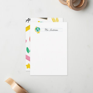 Cartes de notes de l'enseignant Stationery Cute Gl