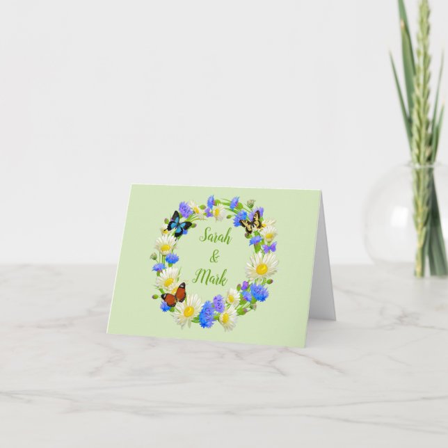 Cartes de notes de mariage personnalisées Fleurs P (Devant)