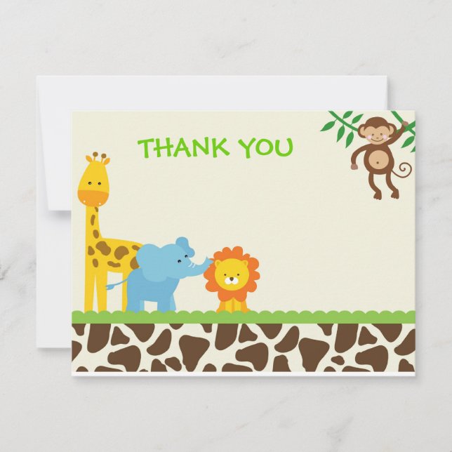 Cartes de notes de Merci de safari de jungle (Devant)
