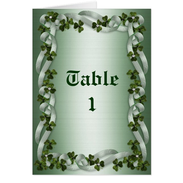 Cartes de notes de numéro de tableau Mariage irlan (Devant)