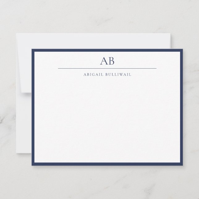 Cartes de notes de papeterie simple moderne bleu m (Devant)