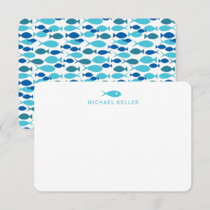 Cartes de notes de poisson bleu personnalisées