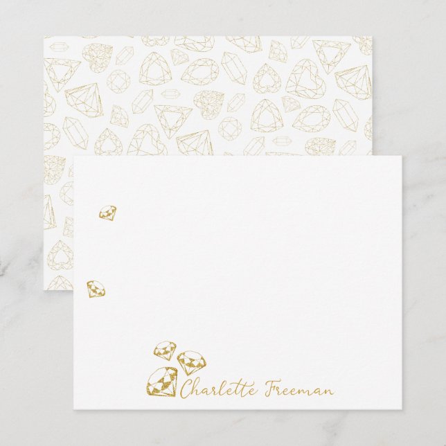 Cartes de notes de script personnalisées Gold Gem (Devant / Derrière)