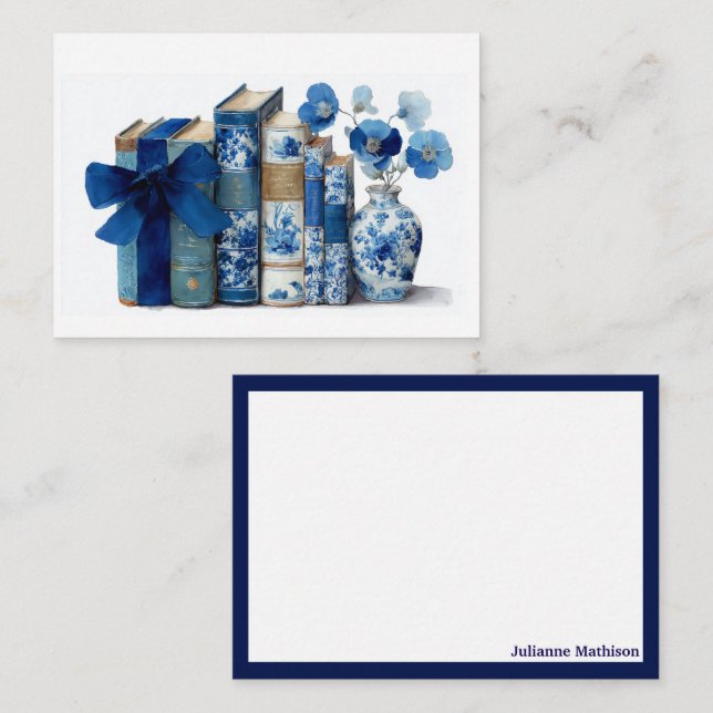 Cartes de notes élégantes à monogramme floral pour (Devant / Derrière)