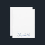 Cartes de notes élégantes avec nom personnalisé en<br><div class="desc">Éblouissantes dans leur simplicité, ces cartes de notes personnalisées avec nom comportent une police de caractères de style écriture manuscrite. En bleu marine sur fond blanc. Le nom est personnalisable. En fait un merveilleux cadeau pour les fêtes, les demoiselles d'honneur, la remise des diplômes et plus encore. Fait partie d'une...</div>