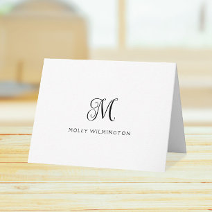 Cartes de notes élégantes monogramme noir et blanc