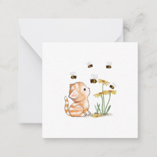 Cartes de notes en blanc Fleur de chaton