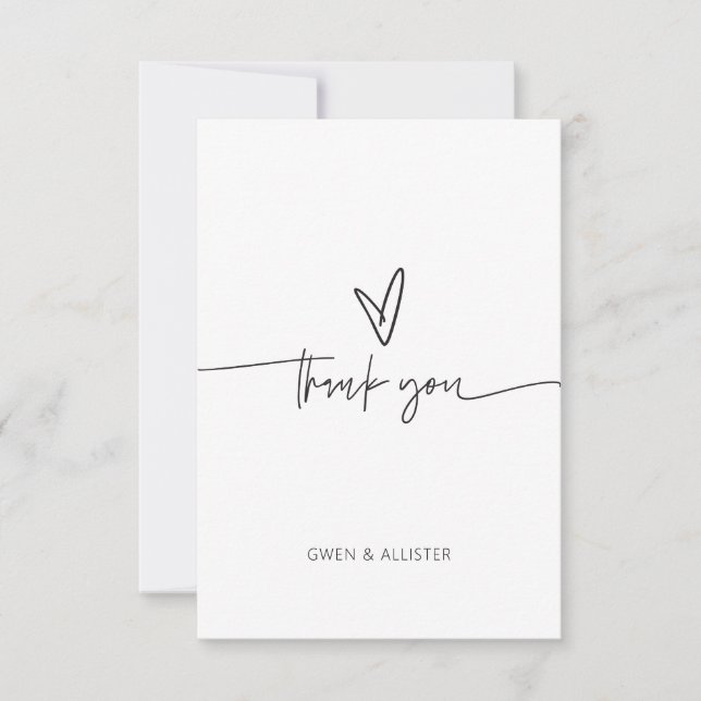 Cartes de notes en blanc mariage Merci plat (Devant)