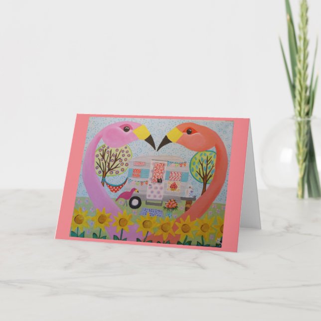 Cartes de notes "Flamants roses en amour chez Vint (Devant)