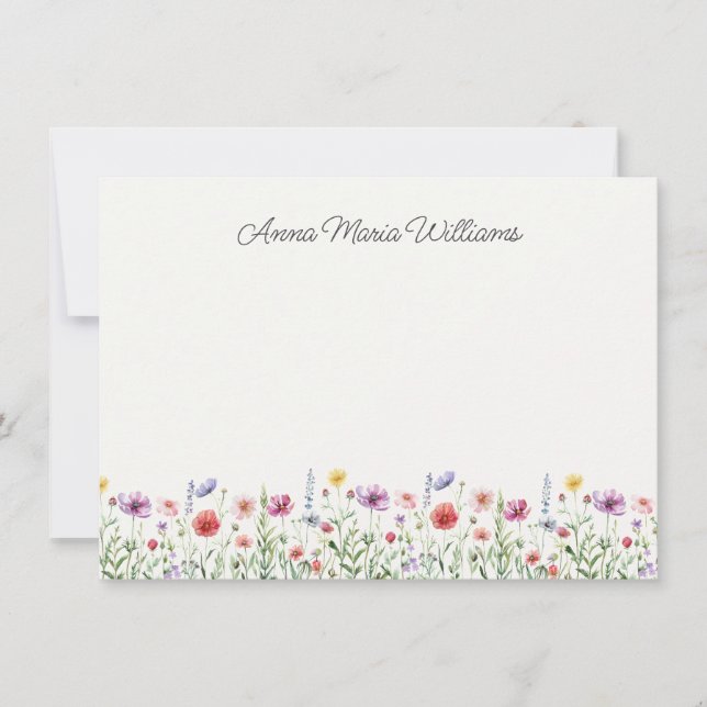 Cartes de notes florales personnalisées de fleurs  (Devant)