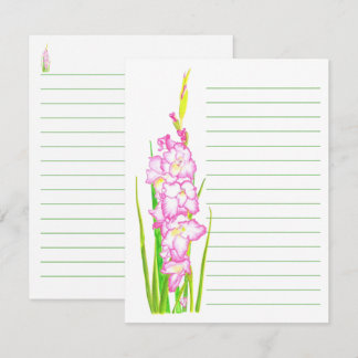 Cartes de notes lignées florales aquarelle rose