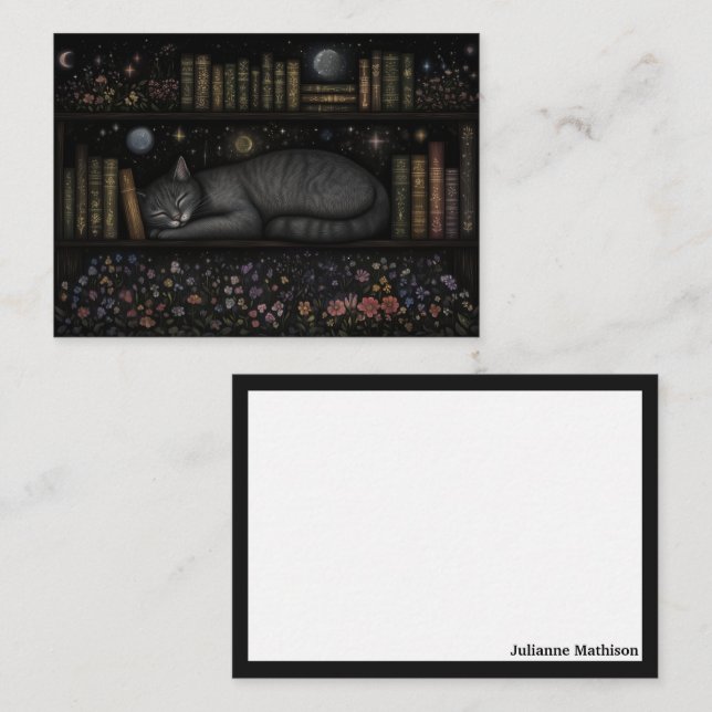 Cartes de notes livresques de chat céleste (Devant / Derrière)