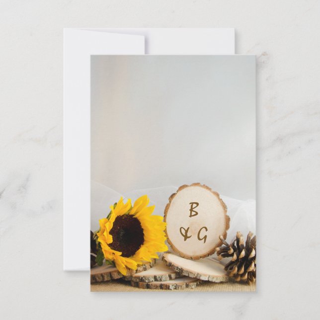 Cartes de notes Mariage Rustique Sunflower Natural (Devant)