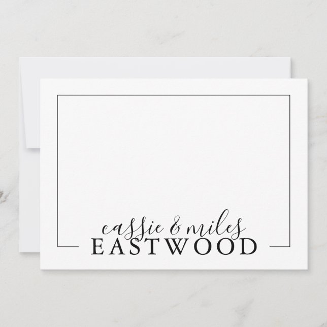 Cartes de notes Mariage Serif de script de nom cou (Devant)