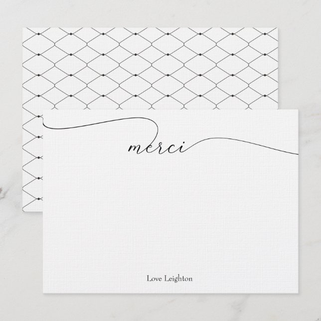 Cartes de notes Merci Merci (Devant / Derrière)