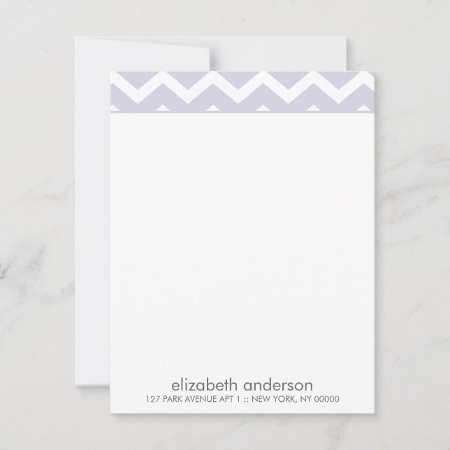 Cartes de notes Motif de Zig Zag pourpre élégant (Devant)