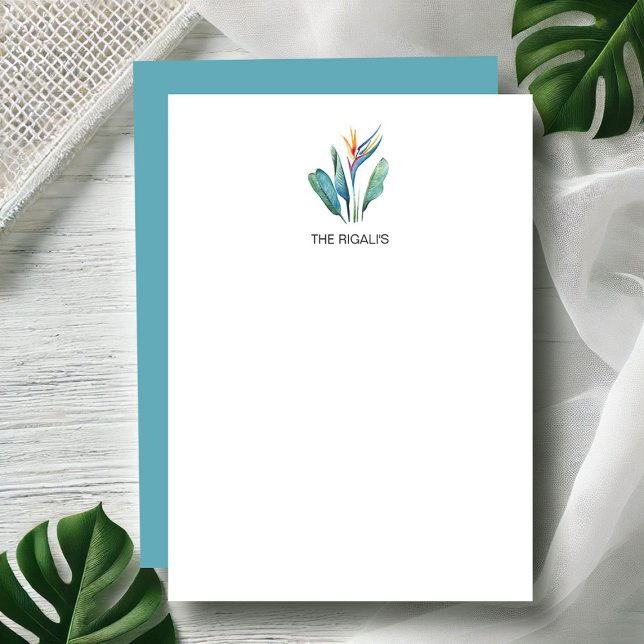 Cartes de notes Oiseau de Paradis avec enveloppes  (Bird of paradise flower watercolor notecards art by Victoria Grigaliunas of Do Tell A Belle)