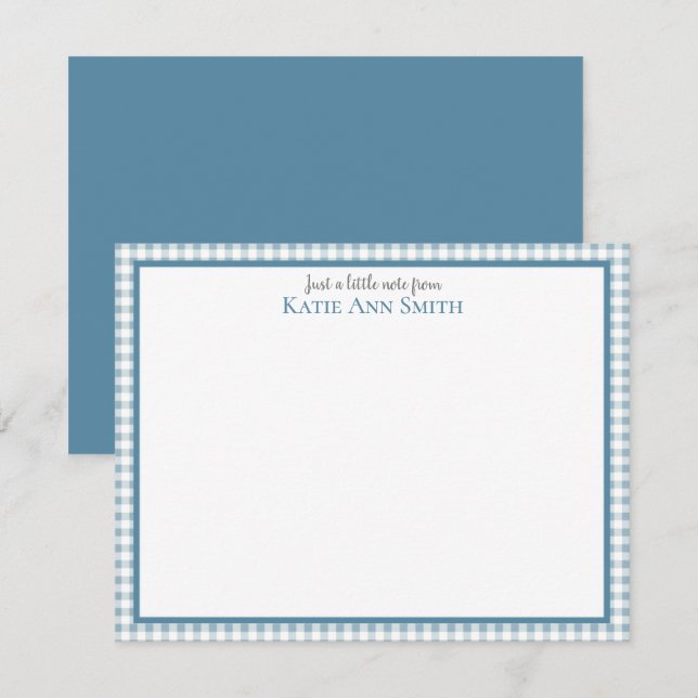 Cartes de notes personnalisées à carreaux bleus (Devant / Derrière)