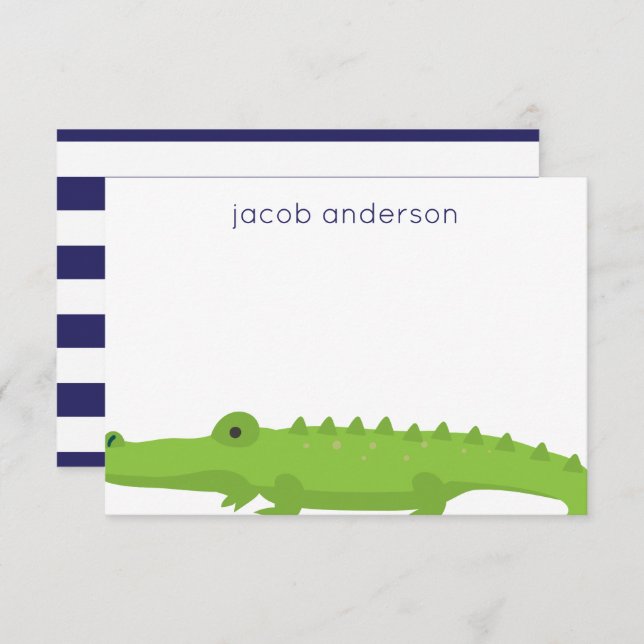 Cartes de notes personnalisées Alligator Rugby Str (Devant / Derrière)