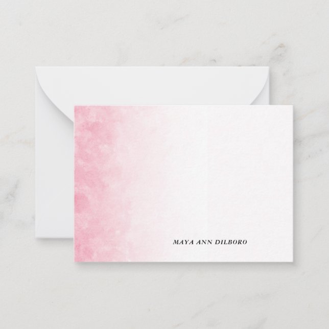 Cartes de notes personnalisées aquarelle rose (Devant)
