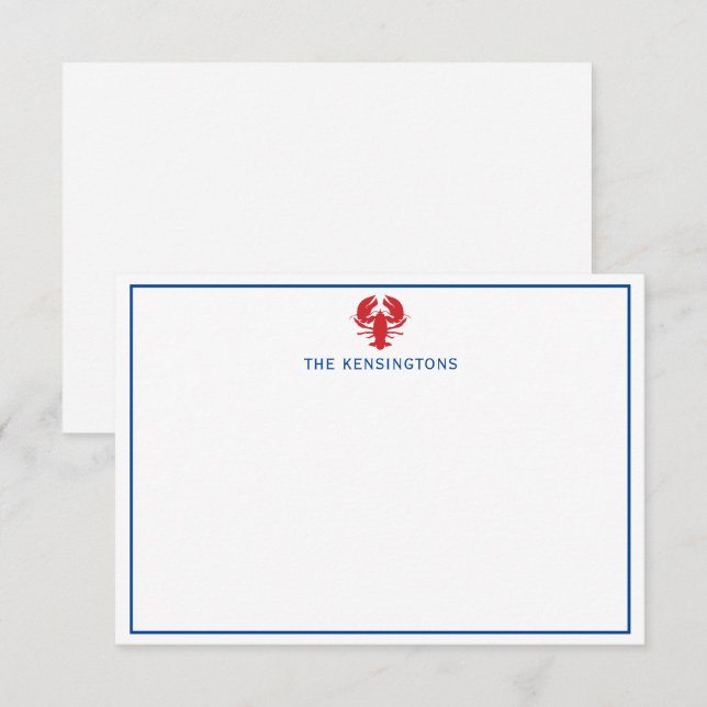 Cartes de notes personnalisées au homard (Devant / Derrière)