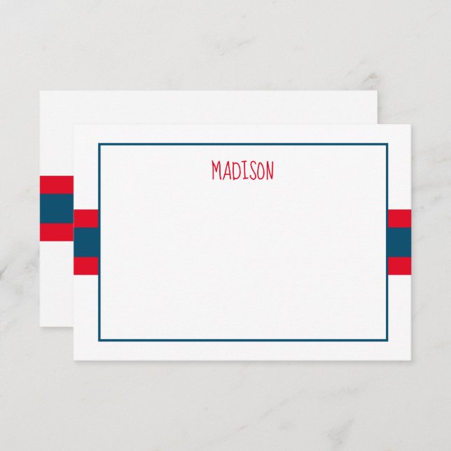 Cartes de notes personnalisées avec ruban à rayure (Devant / Derrière)