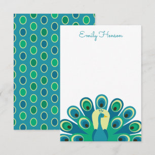 Cartes de notes personnalisées avec un paon mignon