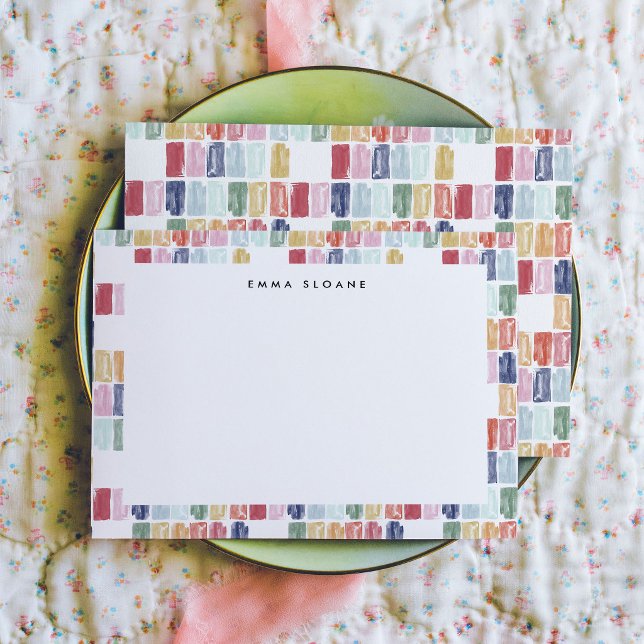 Cartes de notes personnalisées Bijou Peint Clair (Bright Painted Jewel Personalized Note Cards)